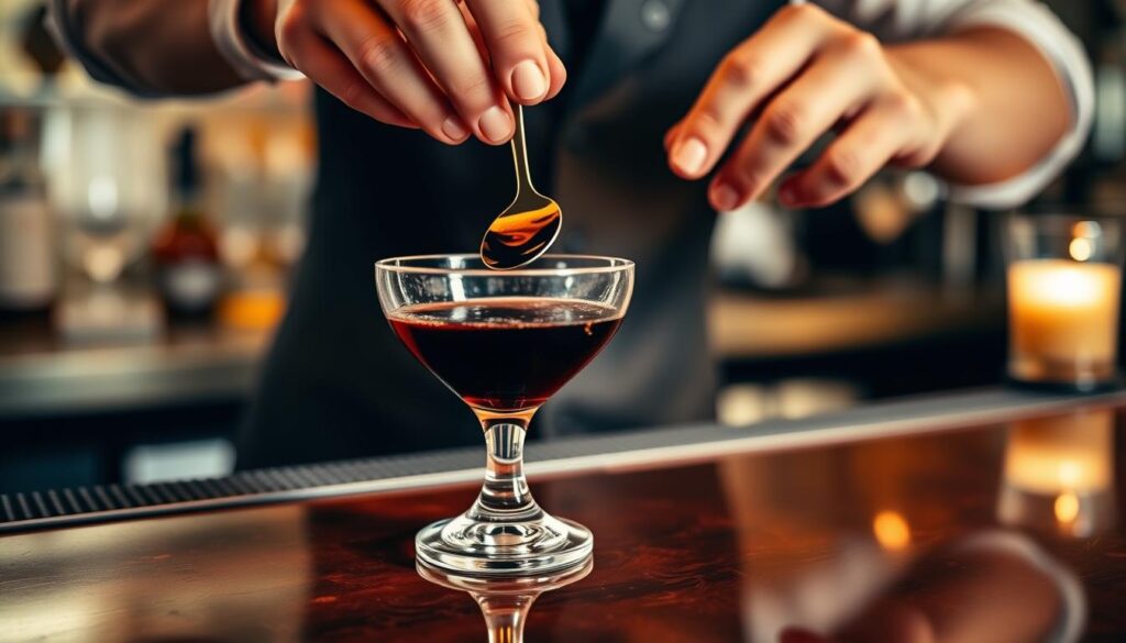 Black Manhattan Stirring Technique