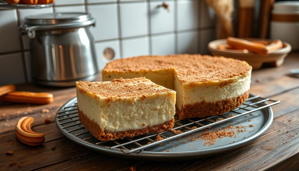 Churro Cheesecake Cooling Process