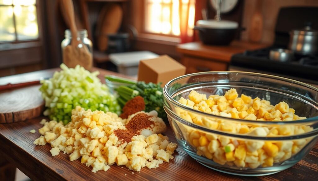 Homemade Southern Cornbread Dressing Preparation