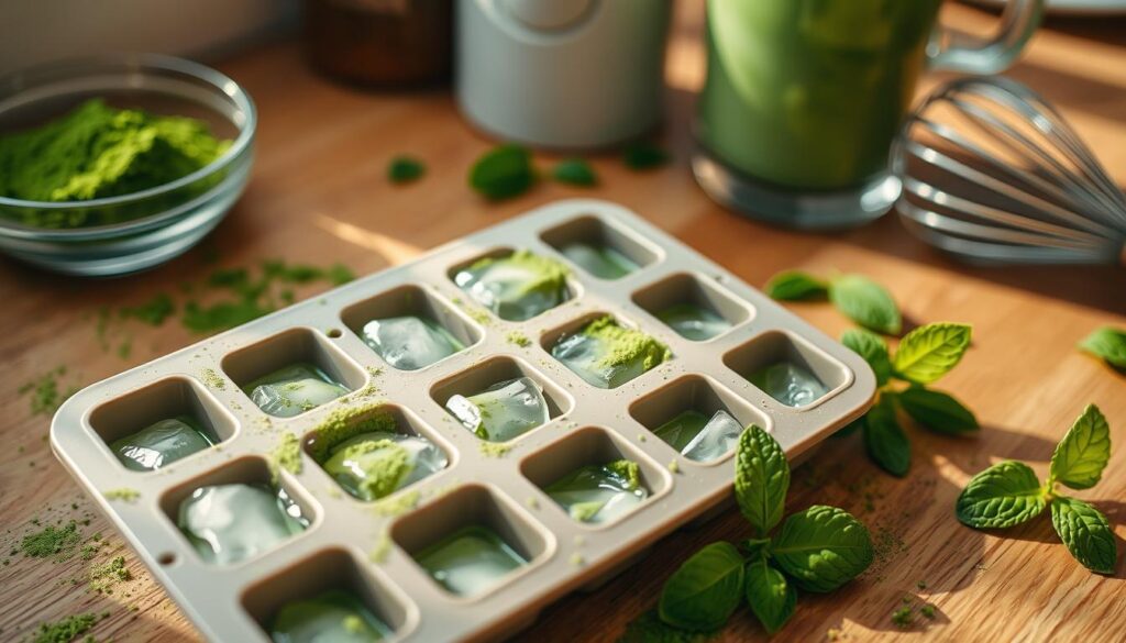 Iced Matcha Latte Ice Cube Preparation