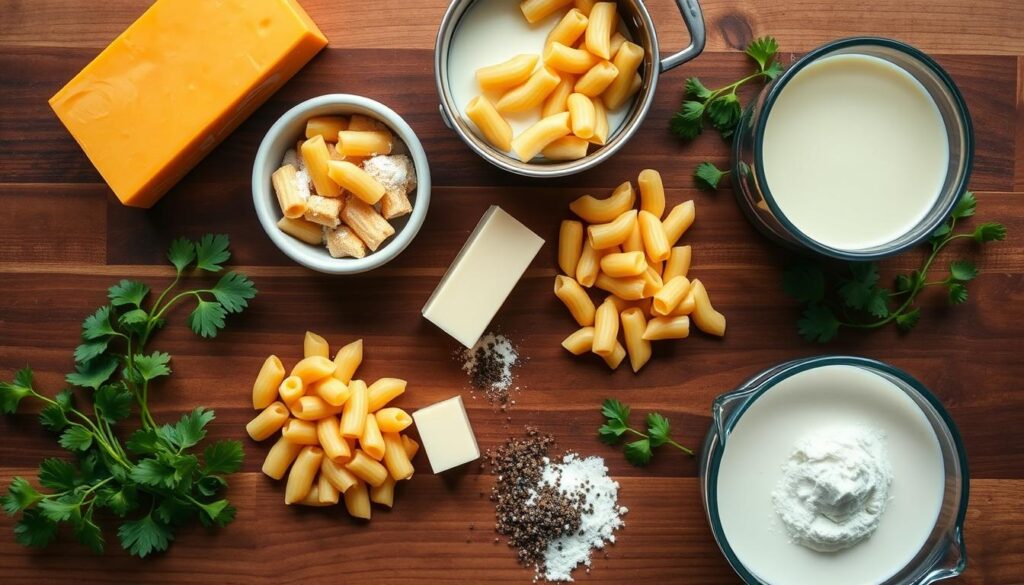 Ingredients for Mac and Cheese