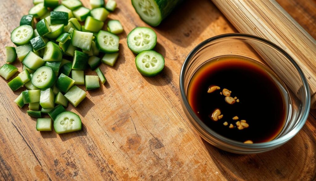 Smashed Cucumber Salad Preparation