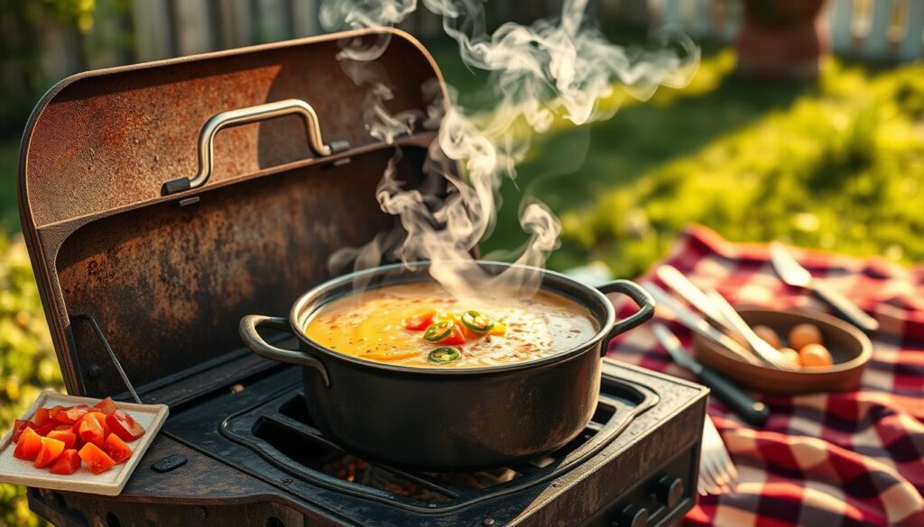 Smoked Queso Fundido Preparation