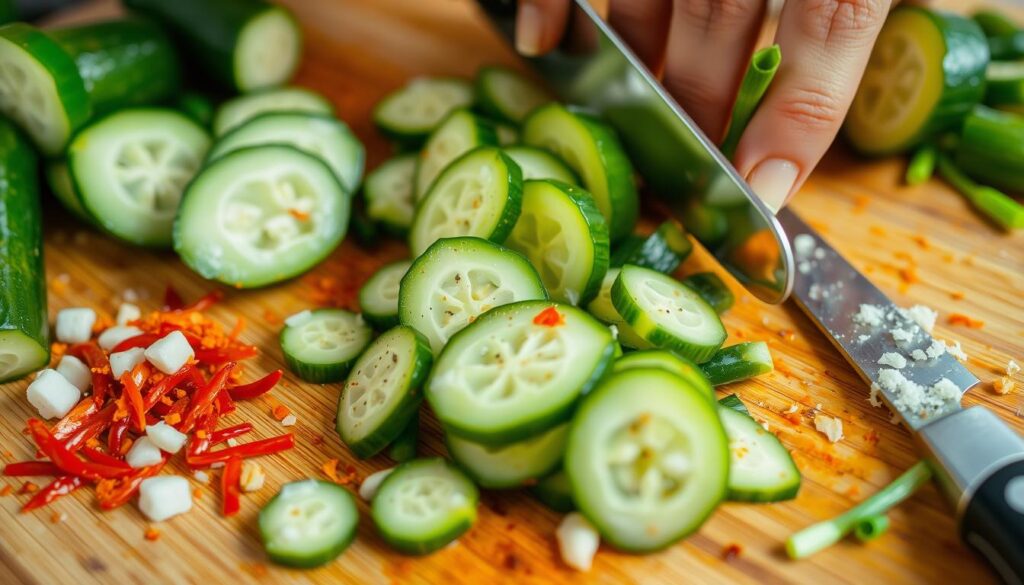 Spicy Cucumber Kimchi Preparation