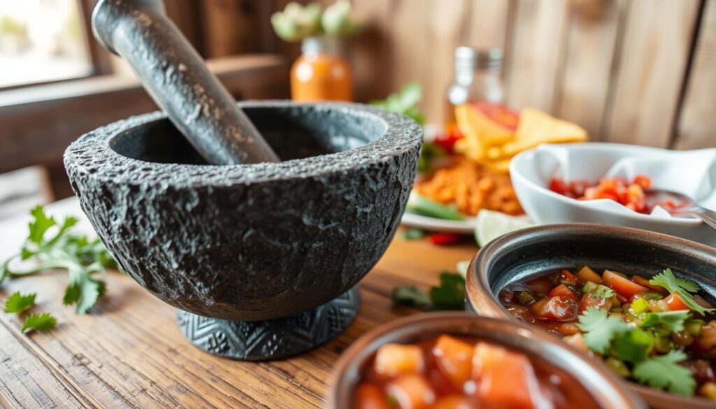 Traditional Mexican Molcajete Volcanic Stone Mortar