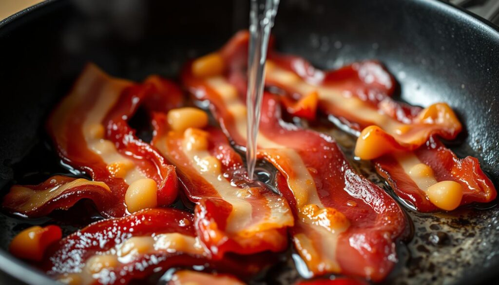 Why do chefs add water to bacon