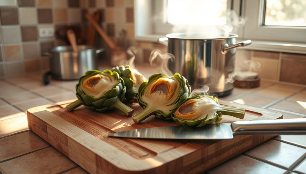 Boiling Artichokes Preparation