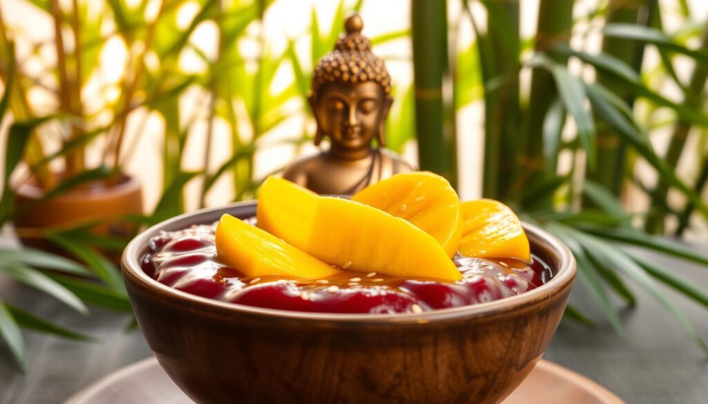 Buddha Red Bean Dessert Presentation