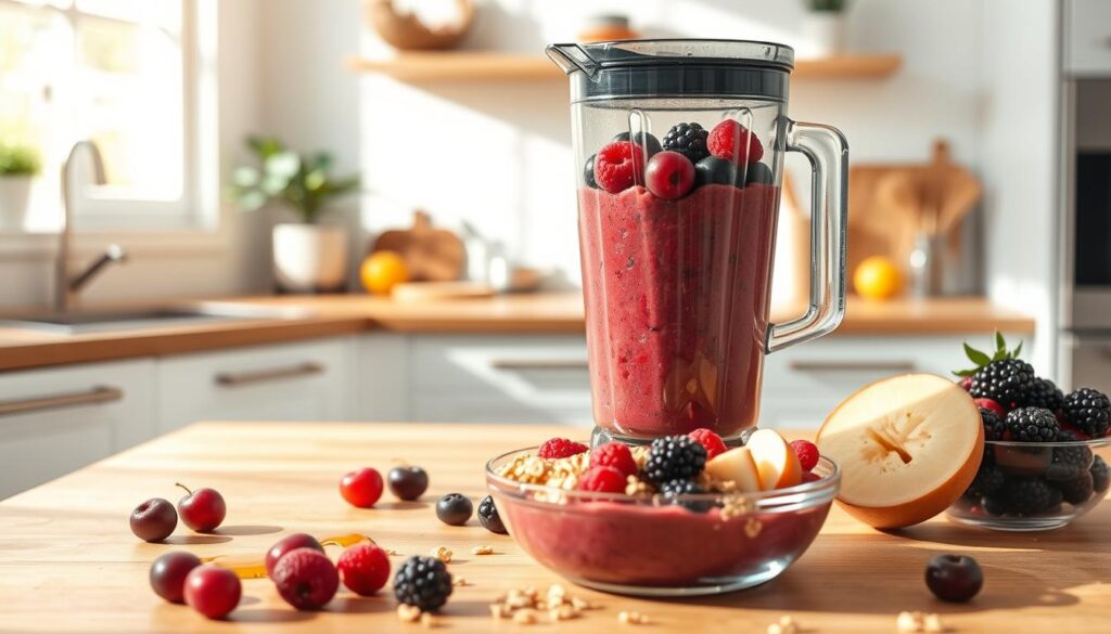 Cherry Berry Smoothie Bowl Preparation