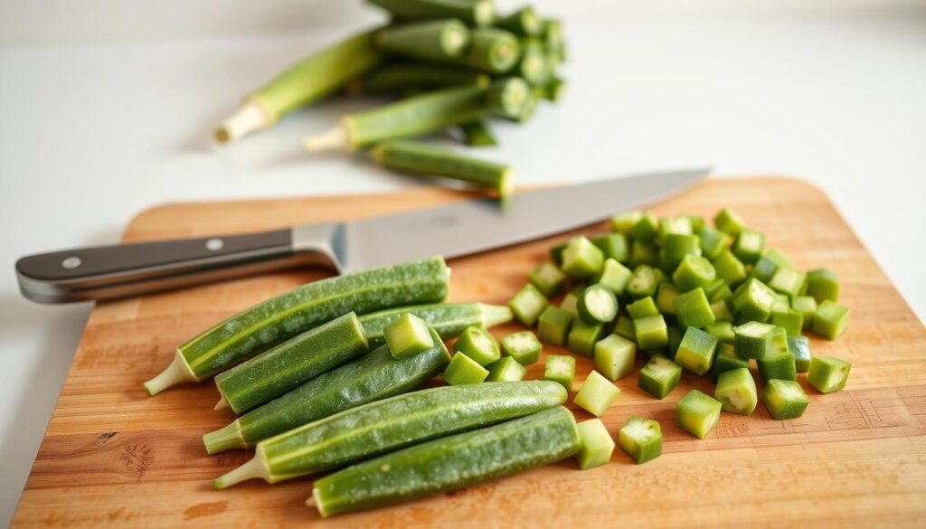 Fresh Okra Preparation for Curry