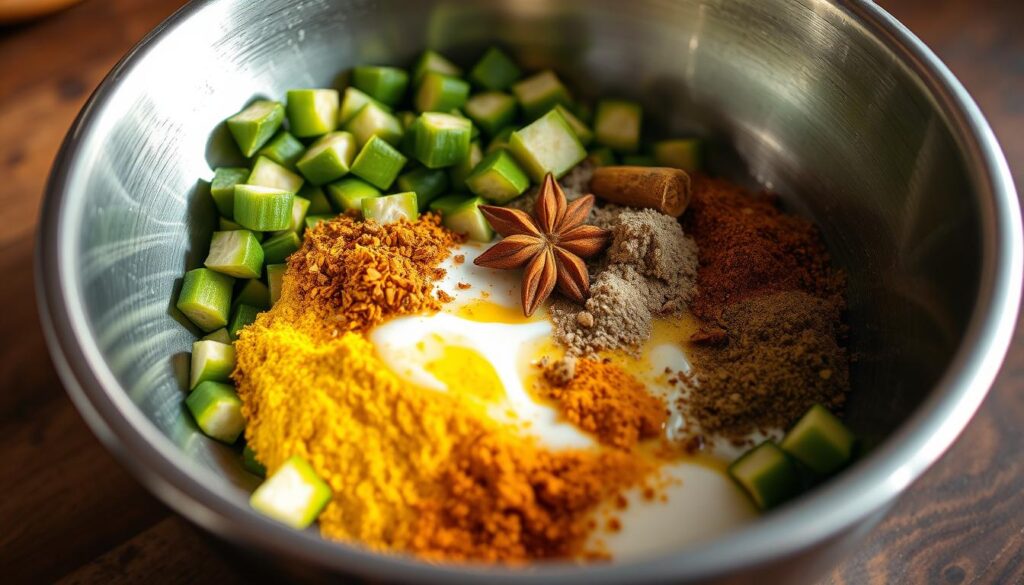 Okra Curry Sauce Preparation