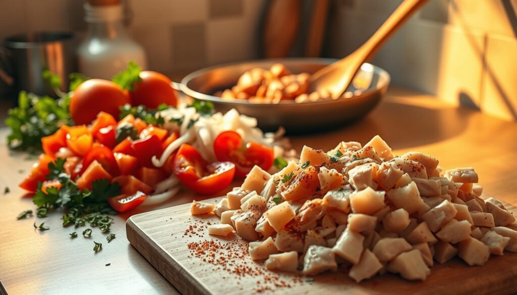 Spicy Chicken Filling Preparation