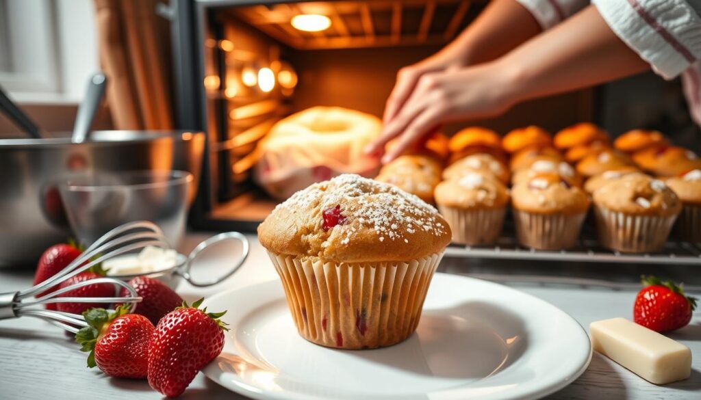 Strawberry Muffin Baking Process