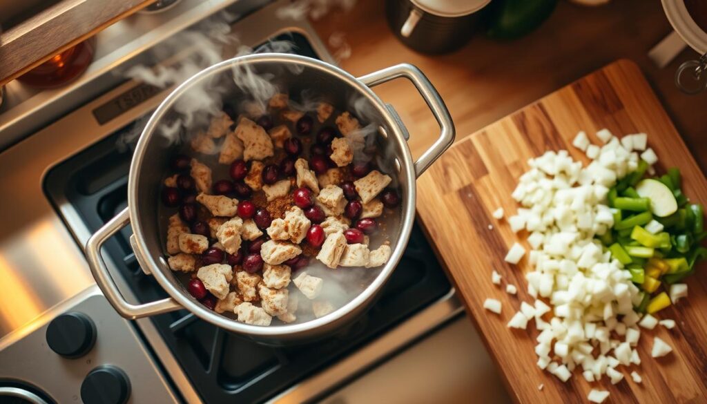 Turkey Cranberry Chili Cooking Process