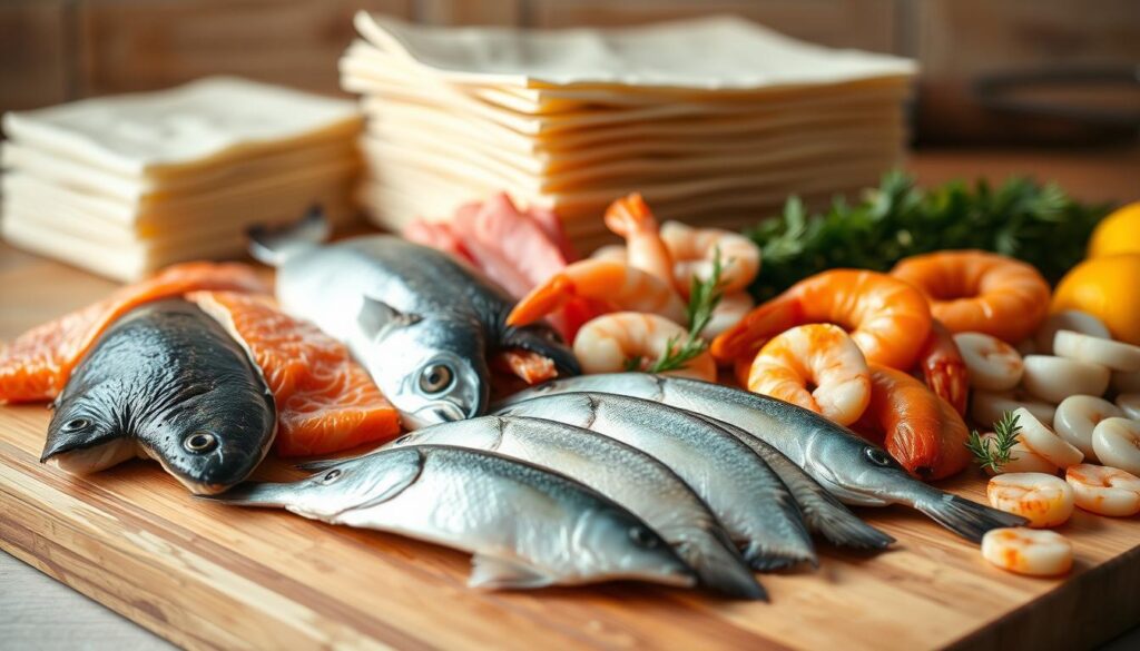 Variety of Fresh Fish for Phyllo Rolls