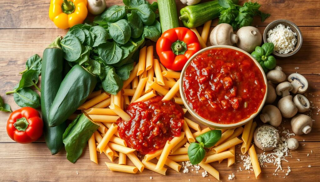 Vegetarian Pasta Bake Ingredients