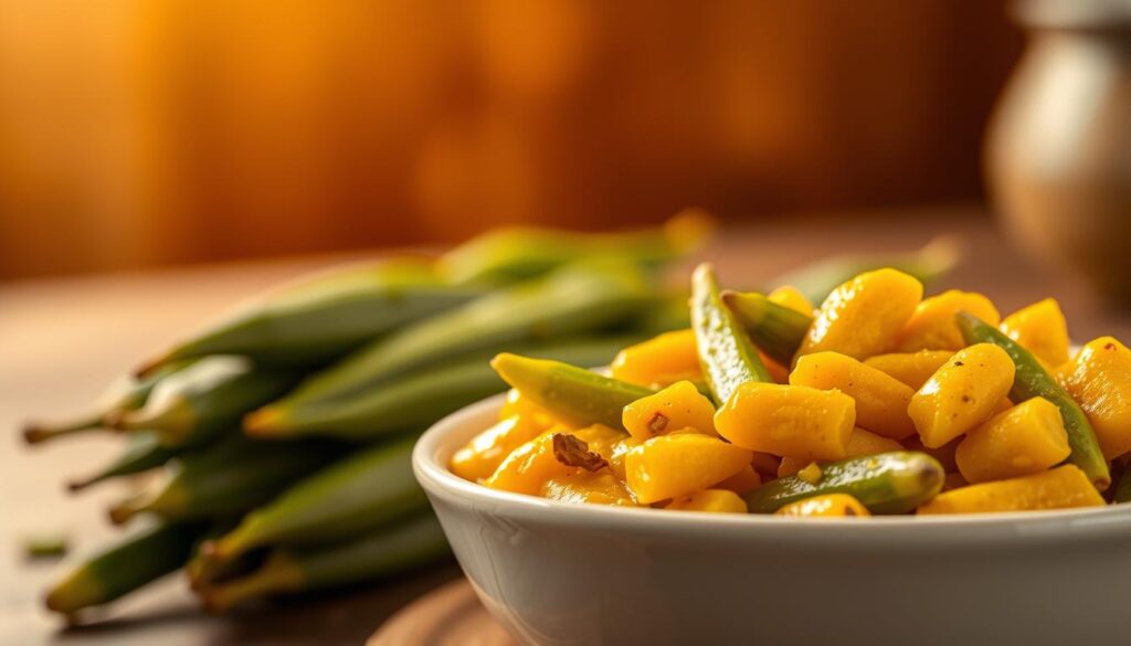 Yellow Curry Okra Dish